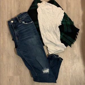*$10 basics* distressed blue jeans